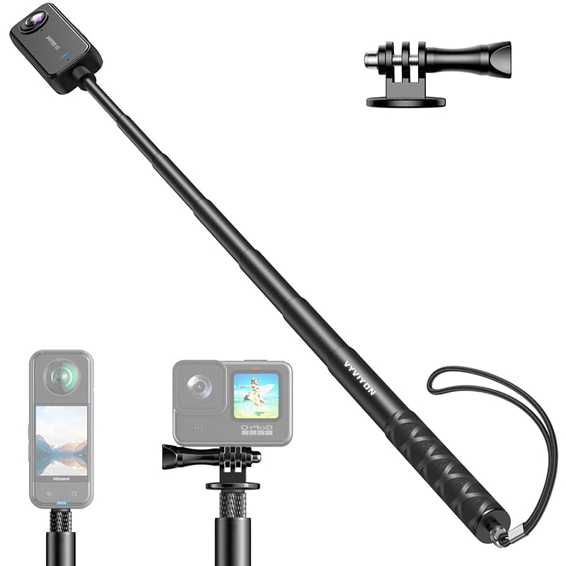 VYVIYON 超長150cm Insta360X5用見えない自撮り棒 GoPro用アダプター付属アクションカメラDJI用自撮り棒 ストラップ付
