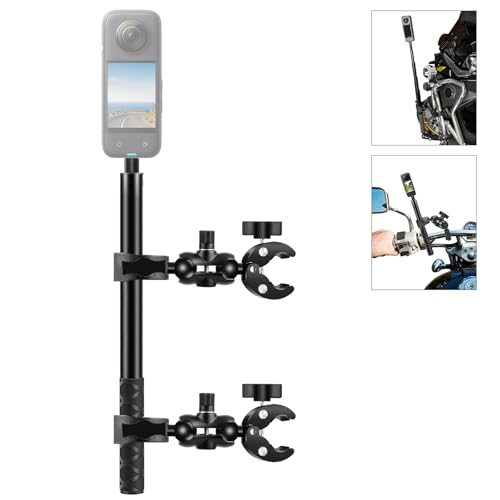 Rakuten - PULUZ バイクハンドルバーマウントキット、デュアルヘッドクランプ + 150cm 見えない自撮り棒、Insta360 X5 X4 X3 X2