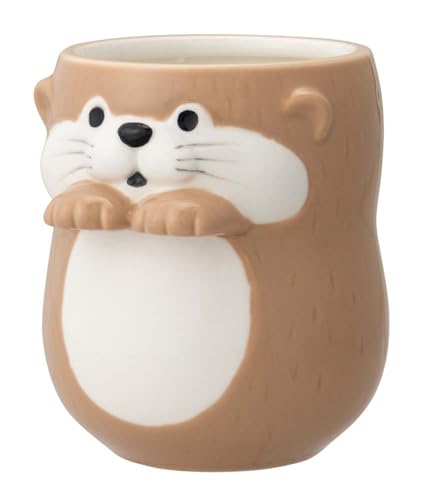 デコレコーポレーション そっとそえ手 湯呑 カワウソ ラテ サイズ：約W7.8 D9 H9.3 KW-38302