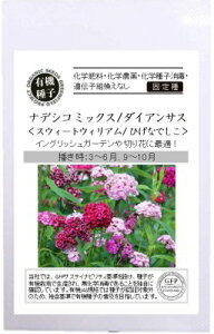 有機種子 固定種 ナデシコ ミックス 200粒 種 ダイアンサス スウィートウィリアム ひげなでしこ 種子 食用花 エディブルフラワー オーガニック グリーンフィールドプロジェクト 追跡可能メール便選択可【2024年11月期限】