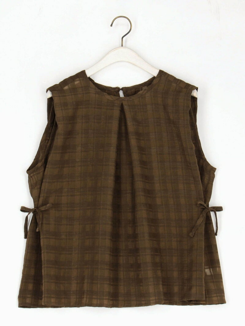 【SALE／30%OFF】シアーチェック柄 ノースリーブブラウス Grand PARK NICOLE ニコル トップス シャツ・ブラウス ブラウン ブルー ブラック【RBA_E】【送料無料】[Rakuten Fashion]