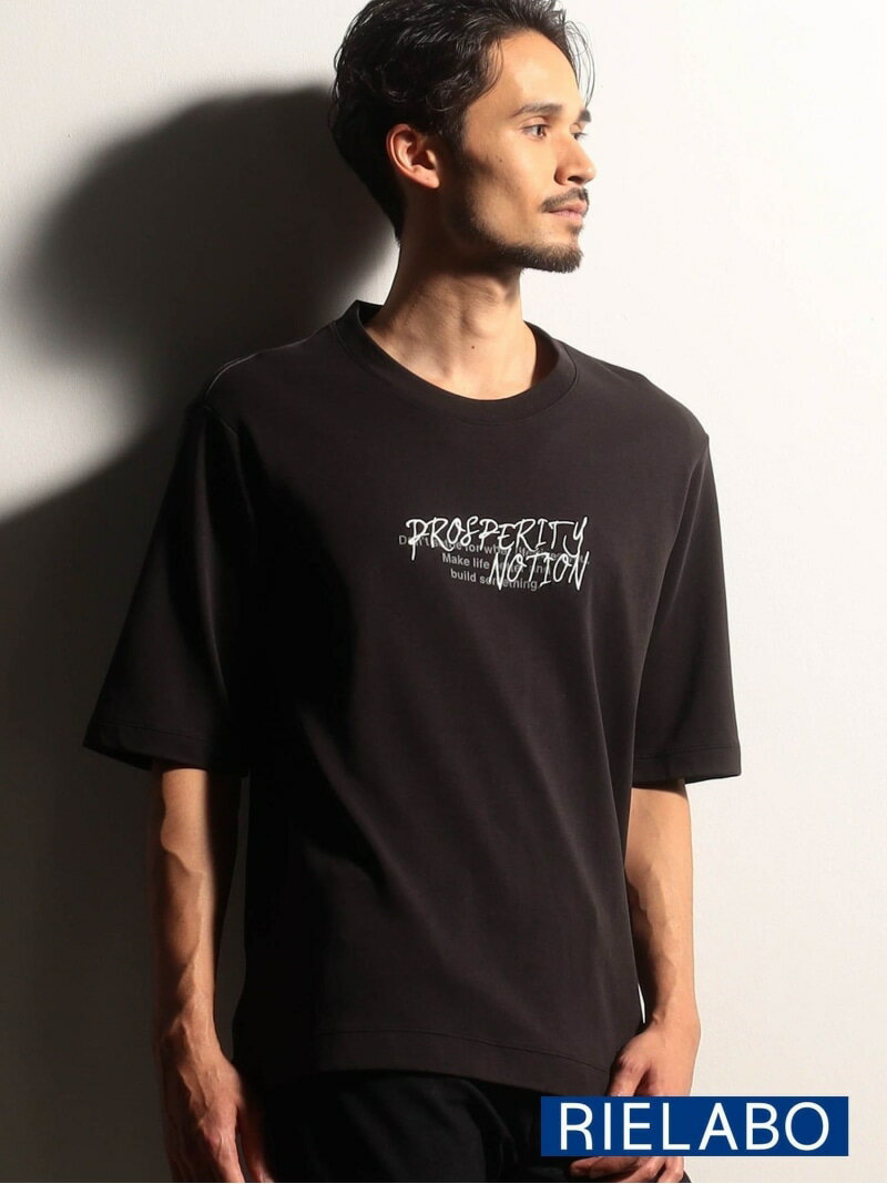 【RIELABO】クルーネック半袖グラフィックTシャツ NICOLE CLUB FOR MEN ニコル トップス カットソー・Tシャツ ブラック ホワイト【送料無料】[Rakuten Fashion]