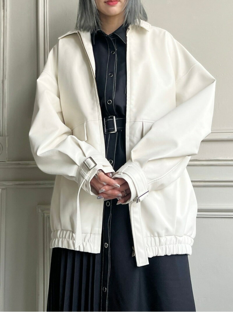 【SALE／68%OFF】フェイクレザーオーバージャケット NICOLE CLUB ニコル クラブ ジャケット・アウター その他のジャケット・アウター ブラック ホワイト ブラウン【RBA_E】[Rakuten Fashion]