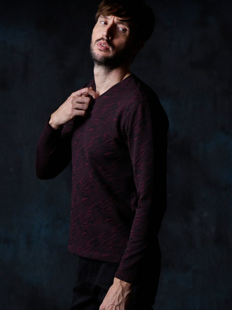 【SALE／30%OFF】ヘリンボーン*アイビージャガードVネックプルオーバー HIDEAWAYS NICOLE ニコル トッ..