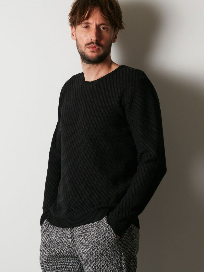 バイヤスジャガードクルーネックニット HIDEAWAYS NICOLE ニコル トップス ニット ブラック ピンク レッド【送料無料】[Rakuten Fashion]