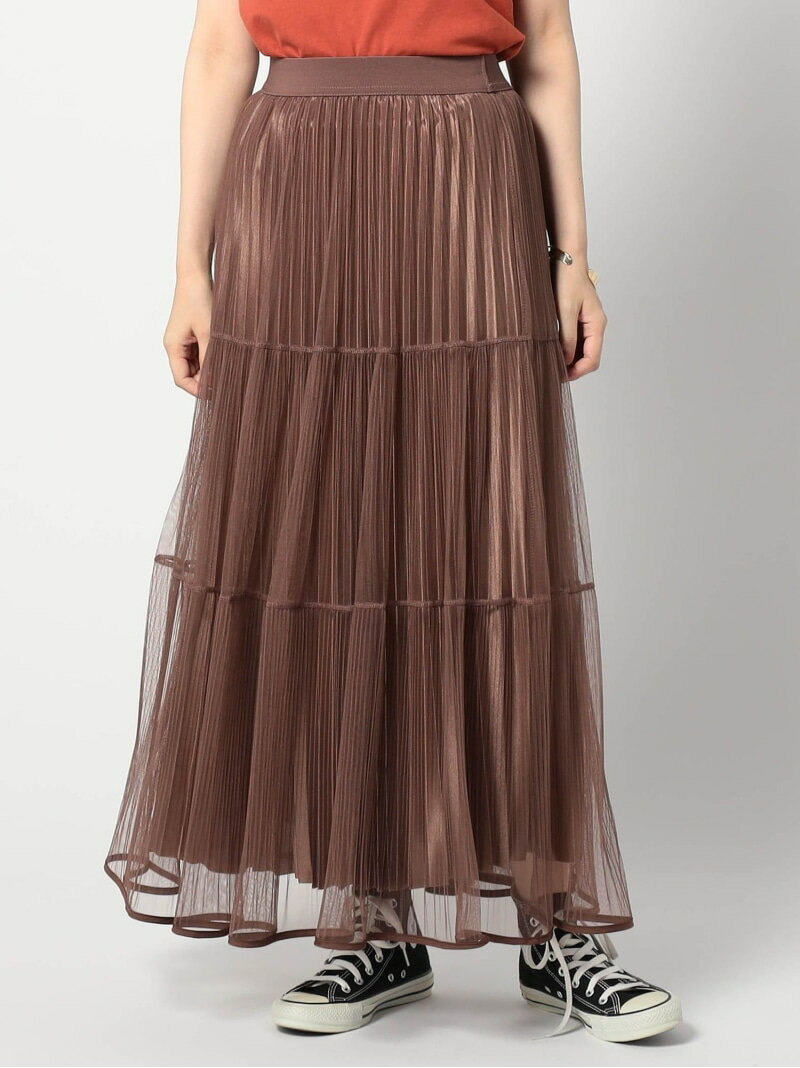 チュール&プリーツ ティアードフレアスカート Grand PARK NICOLE ニコル スカート ロング・マキシスカート ブラウン ブラック【送料無料】[Rakuten Fashion]