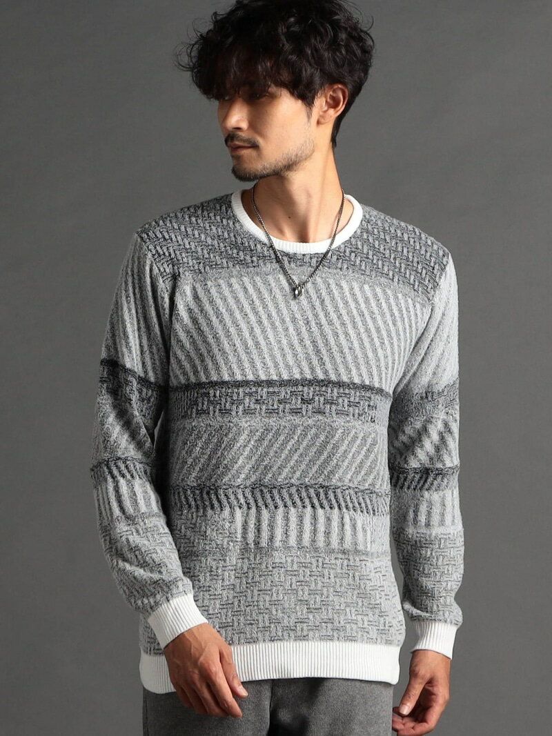 【SALE／55%OFF】編地切替 シャギーランダムボーダーニット NICOLE CLUB FOR MEN ニコル トップス ニッ..