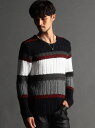 【SALE/50%OFF】【23年モデル EC限定再販売】配色切替 クルーネックニット NICOLE CLUB FOR MEN ニコル トップス ニット ブラッ...