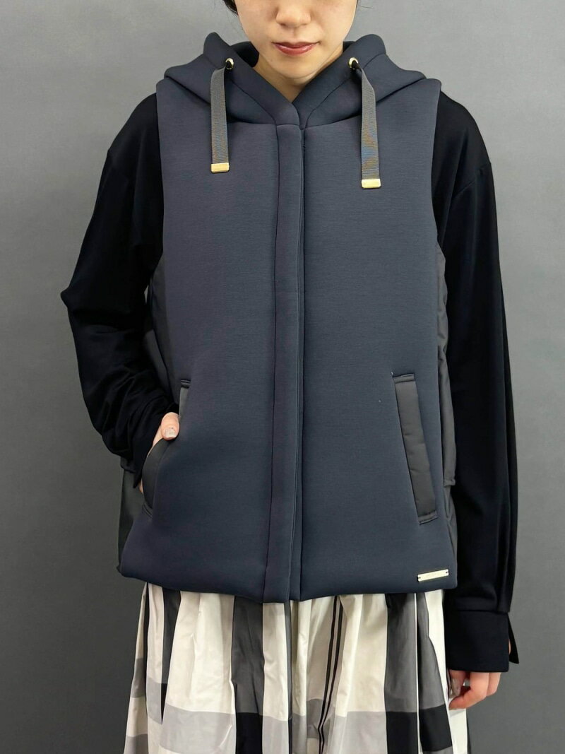 【SALE／15%OFF】異素材使いのフードベスト NICOLE white ニコル クラブ トップス ベスト・ジレ ブラウン ホワイト グレー【RBA_E】【送料無料】[Rakuten Fashion]