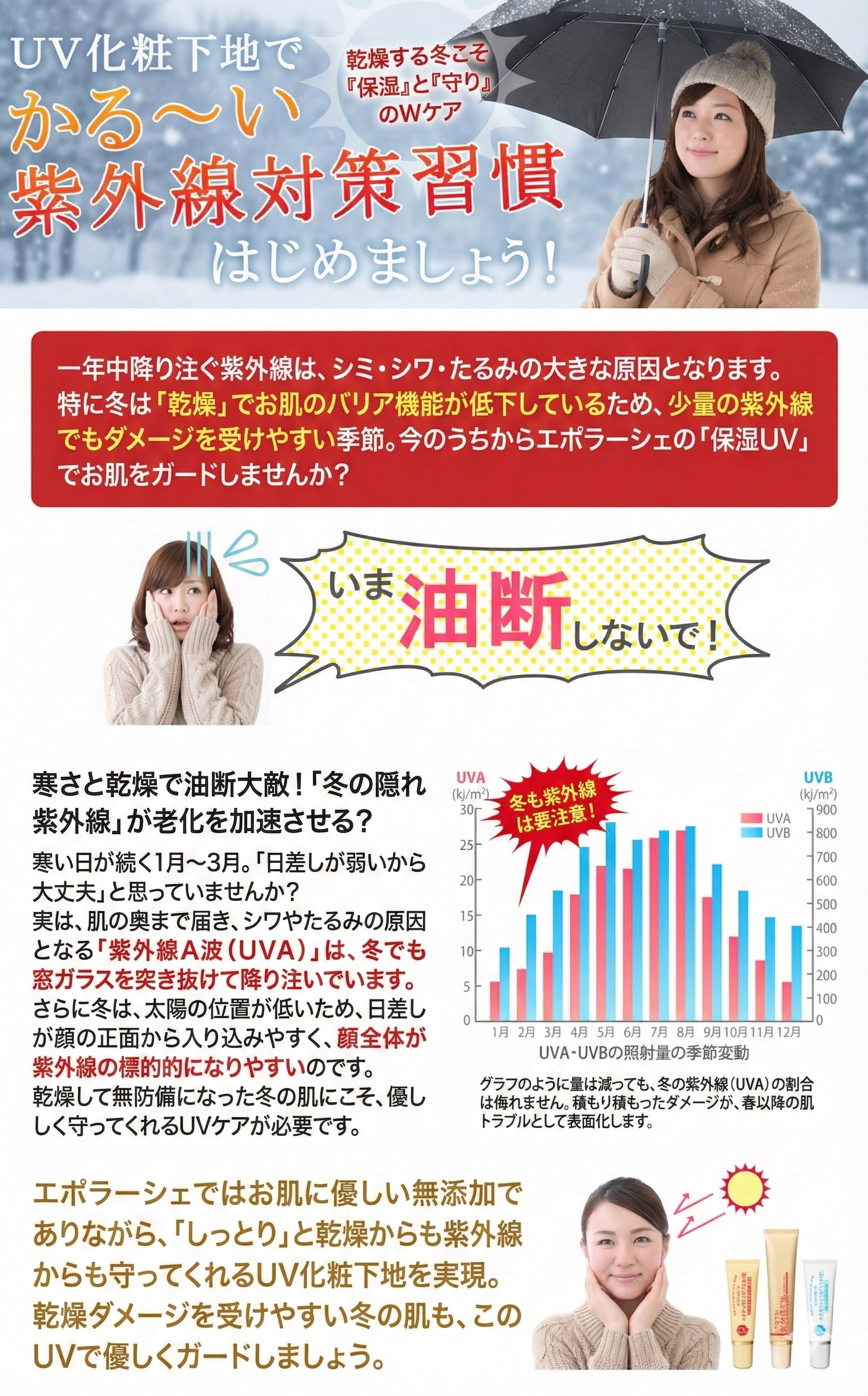 SPF50+PA+++ カラーUV&ベース 日焼け止めクリーム【限定プレゼント付き】エポラーシェ トリプルサン ノンケミ BBクリーム ファンデーション イエロー系ベージュ 30g 化粧長持ち 紫外線対策 UVケア ツヤ肌 敏感肌 乾燥肌 - Image 3