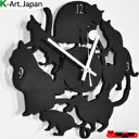 A590★お宝発見！【猫天然木シルエットクロック　北欧テイストのインテリアクロックSilhouetteClock/Cat掛け時計 】日本製ネコがいっぱいウォールクロック時計の音が気にならないSKPスイープムーブメント 壁掛け時計連続秒針結婚新築祝いネコ時計SK-20027雑貨. 1