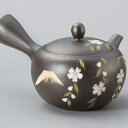 A1193【富仙黒丸型しだれ桜急須】深蒸し急須/さわやか網急須 常滑焼急須 かわいい急須 ティーポット 茶器 お茶 ポット ギフト プレゼント お礼 内祝い 富...