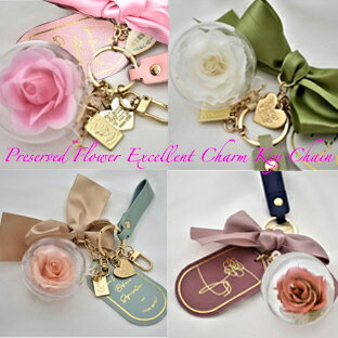 YBB1361※期間限定!【Preserved Flower Excellent Charm Key Chain 薔薇 】バラプリザーブドフラワー エクセレントバッグチャームキーホルダー キーチェーン キークリップ ストラップキーチャーム ショルダーバッグ ショルダートート リュック等に 母の日 クリスマス 誕生日.