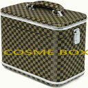 A1028■正規品★最安値に挑戦☆期間限定!! ブラウン格子コスメボックス No.6603-20 格子柄コスメボックス メイクボックス 鏡付き バニティーケース...