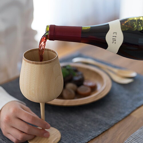 RIVERET　ブルゴーニュ　ワイングラス 木製 ギフト プレゼント お祝い グラス かわいい セット 新築祝い 贈り物 食器 おしゃれ 引っ越し祝い 引越し祝い 竹製 誕生日プレゼント 記念日 お酒 食洗機対応 母の日 ギフト 敬老の日 クリスマスプレゼント nicoly-10016670 木のおもちゃ&ギフト ニコリ サンプル画像3