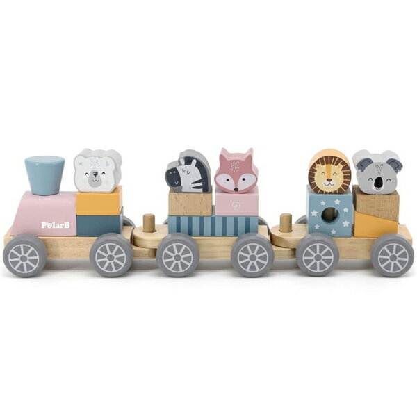 PolarB ポーラービー　つみきトレイン　積み木 ブロック 2歳 3歳 誕生日 男 女 女の子 木製 赤ちゃん 木のおもちゃ 男の子 誕生日プレゼント 子供 型はめ 出産祝い キッズ ベビートイ ギフト 積木 ベビーオモチャ 知育玩具 パズル 幼児 クリスマスプレゼント