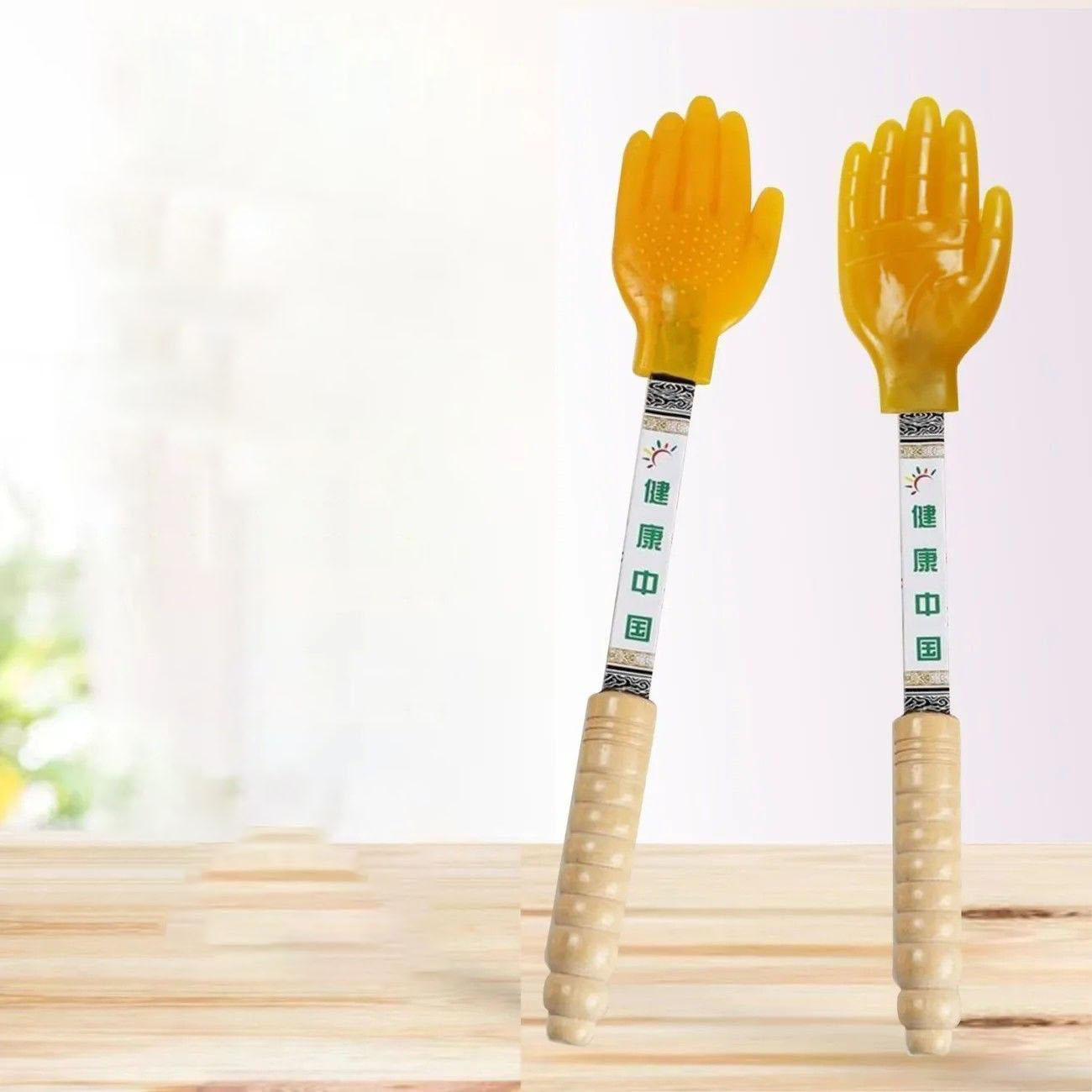 「肩たたき」指圧代用器 2個入り 肩マッサージ 背中かき 孫の手 マッサージ棒 経絡マッサージ棒器 背中たたき神器 レッド 健康 ストレス解消 自宅 軽量