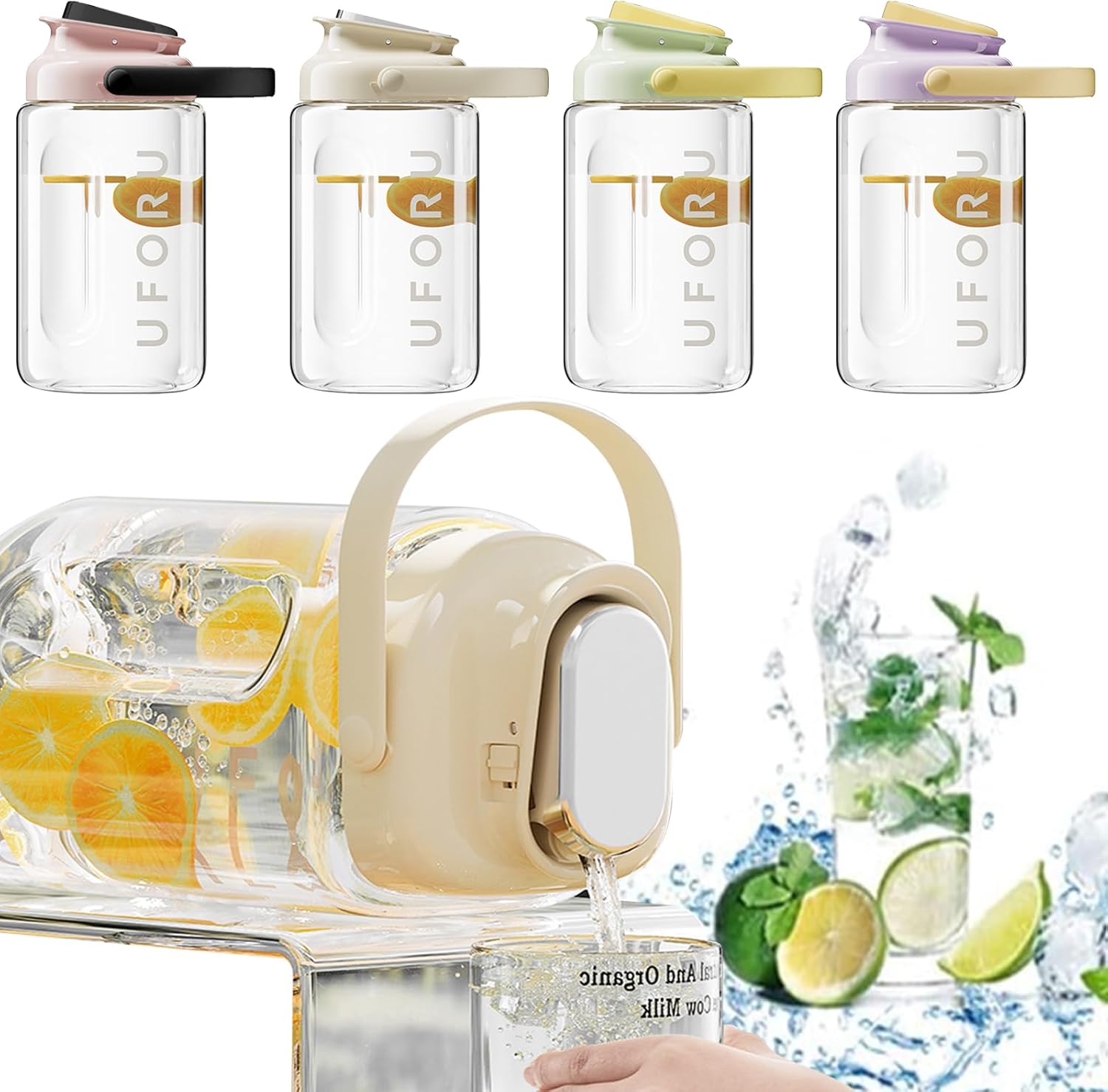 【2024最新款】麦茶ポット 横置き可能 ピッチャー 2.3L/3.5L お茶ポット ドリンクサーバー 耐熱 漏れな..