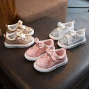 子供靴 子供スニーカー 女の子 可愛い 子供用 秋冬 蝶結び ブリンブリン 歩きやすい キッズシューズ ジュニア ランニングシューズ キラキラ 通学 3色(4)