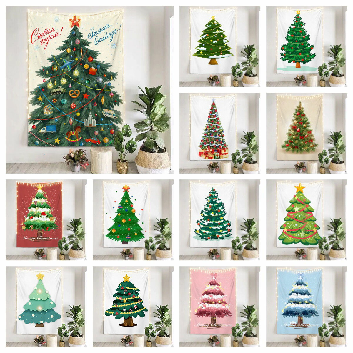 クリスマスツリー タペストリー クリスマス 飾り 壁掛け インテリア 部屋 レストラン リビング 壁掛け..