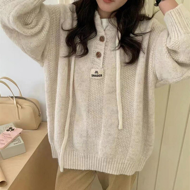 Rakuten - ニットセーター レディース 秋冬 長袖 フード付き セーター メリヤス トップス カットソー ニットウェア おしゃれ 大きいサイズ 暖かい 通勤 大人 上品 着痩せ 20代 30代 40代 50代 韓国風
