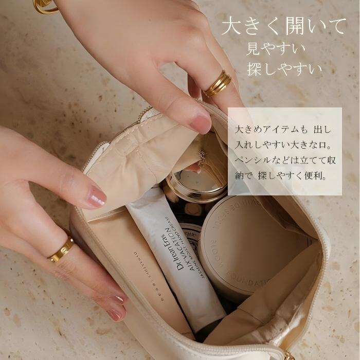 10%OFF ポーチ ミニポーチ レディース コンパクト 小物入れ かわいい 化粧ポーチ コスメポーチ ミニバッグ メイクポーチ 化粧ポーチ 防水 PU 大容量 コスメポーチ 旅行 使いやすい プレゼント 持ち運び便利 高級感 シンプル 韓国 nicomaru-shop-10012579 にこまる サンプル画像3