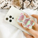 韓国 くま クマ 立体 くまちゃん クリア オーロラカラー スマホグリップ スマホホルダー スマホスタンド ホールドリング くまさん ベアー スマホリング バンカーリング グリップ 動画視聴 スタンド グリップスタンド スマホ スマホ用アクセサリー スマホ用グリップ