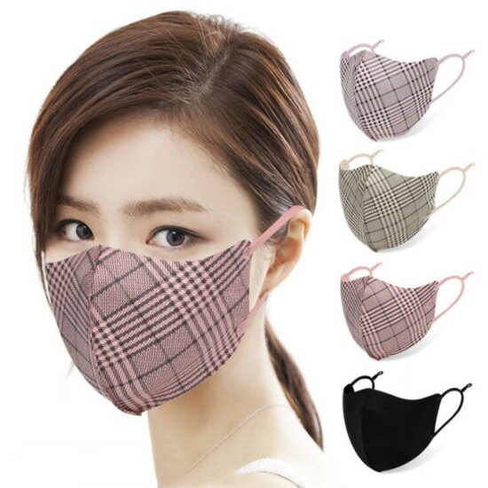 タータン　チェック　マスク　個包装　おしゃれ　かわいい　デザイナーズ　選べる　5枚セット　女性用　フリーサイズ　メール便　送料無料