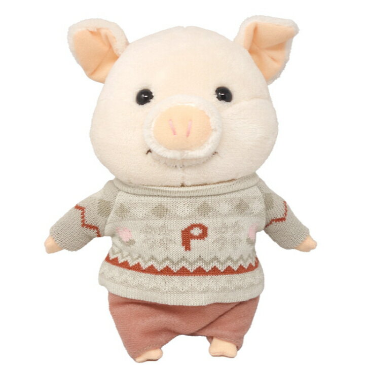 樂天商城 - 【ぷーとん】柄入りニット ぬいぐるみ Sサイズ 豚内藤デザイン研究所 JAN-4990795042506