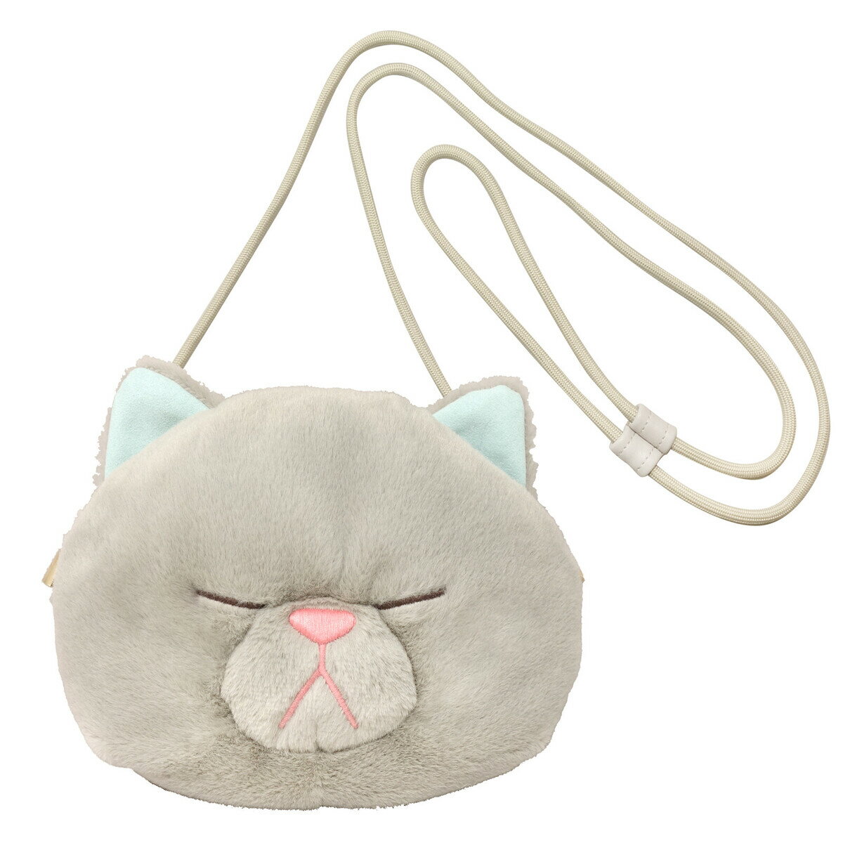 樂天商城 - 【ぼうねこ】ぼうみたいなねこ　フェイスポーチ　ぐれぼう　猫 内藤デザイン研究所 JAN-4990795043626（Light Grey）