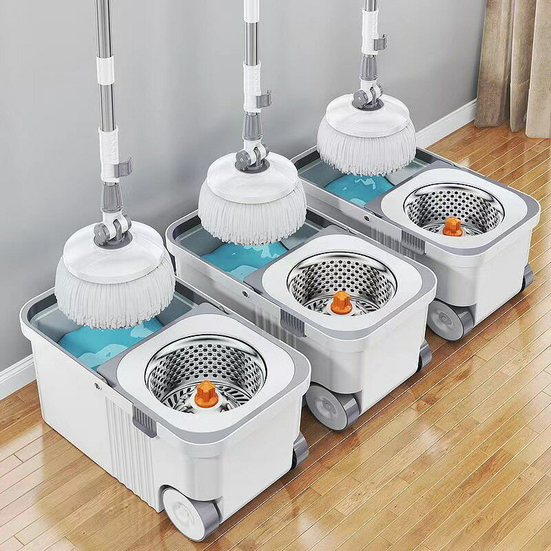 回転モップ フロアモップ 取替6枚付 バケツモップ 水拭き 床掃除 モップセット フローリング ワイパー モップセット バケツ付き 洗浄 脱水 乾拭き 掃除 軽量 床に優しい 長さ調節 専門バケツ付き 組立簡単