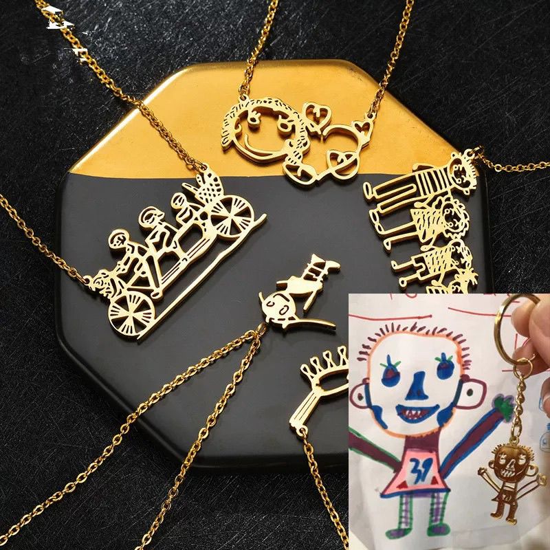 Llavero Original Collar Accesorios Hechos a Medida Fotos de Niños Escritas a Mano Mercancía Original Trabajos de Pintura Ilustración Oekaki Escritura a Mano Escritura a Mano Regalo Kisu Koten Par de Regalo Nombre de Regalo Cumpleaños Respeto por el Día del Anciano Día del Nieto Día del Padre Pulsera de Collar del Día de la Madre — vista 3