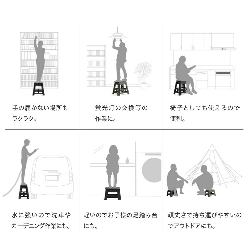 スツール 踏み台 耐荷重150kg 折りたたみ式 軽量コンパクト 大人用 室内外兼用 キッチン 収納用 Sサイズ モダンデザイン 昇降台 [3]