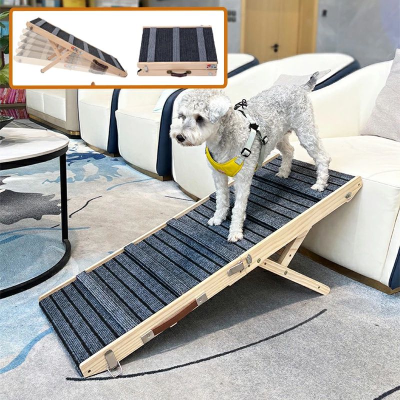 ペットスロープ ドッグスロープ 犬スロープ ドッグステップ スロープ 介護用 シニア犬 折りたたみ 木製 天然木 高さ調節 角度調節 持ち運び 滑り止め付 玄関 階段 ヘルニア予防 ベッド