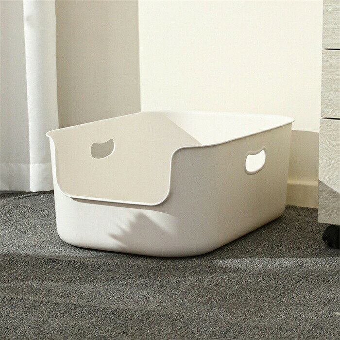 nico parkの猫トイレ 大型 ネコ ねこ 猫トイレ本体 大きい 深い 飛び散り防止 オープンタイプ シンプル 一体成形 取っ手付き ラクラク お掃除｜アングル3