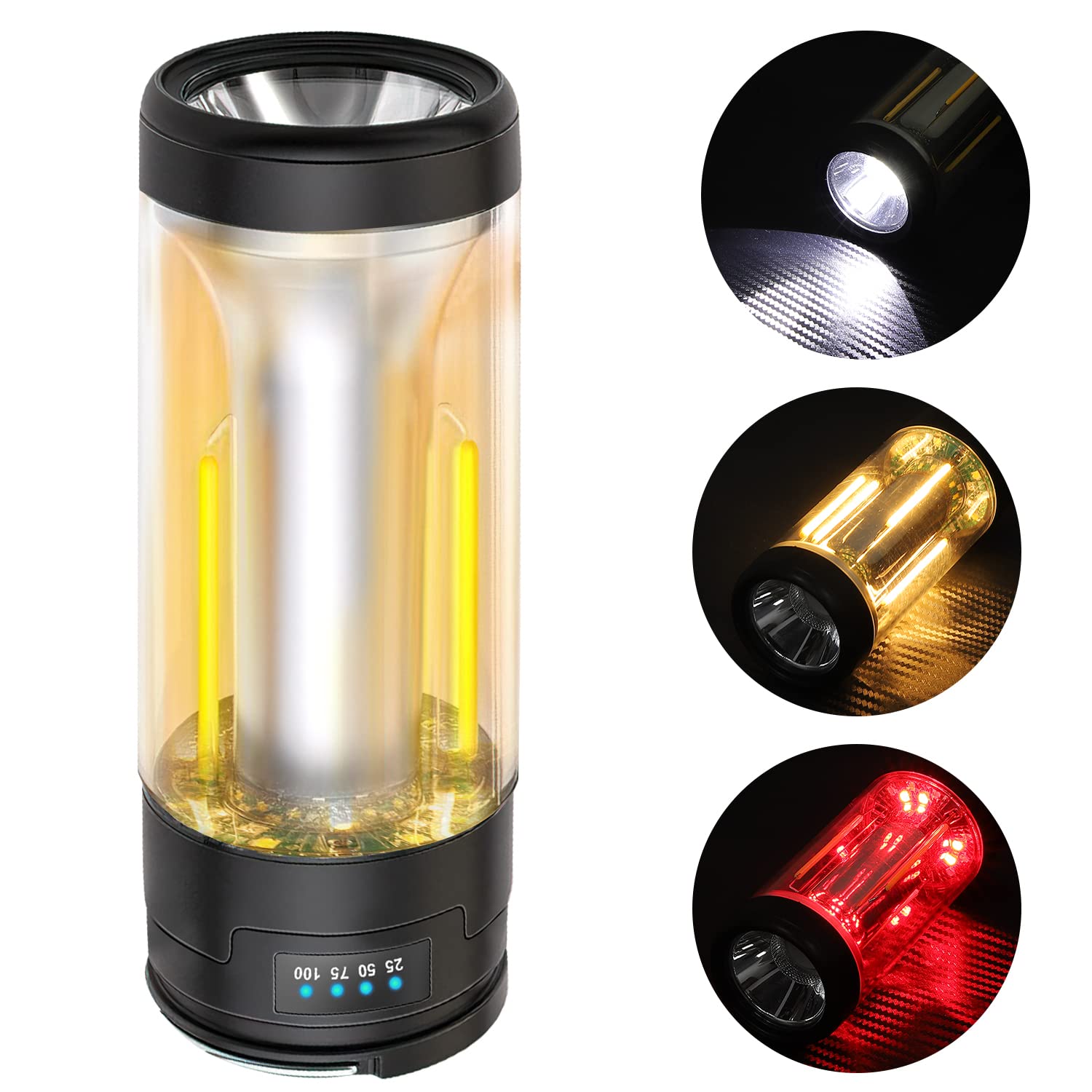 LEDランタン キャンプランタン ランタン【4つ点灯モード/白色光/暖色光弱/暖色光強/赤色光点滅】LED 多..