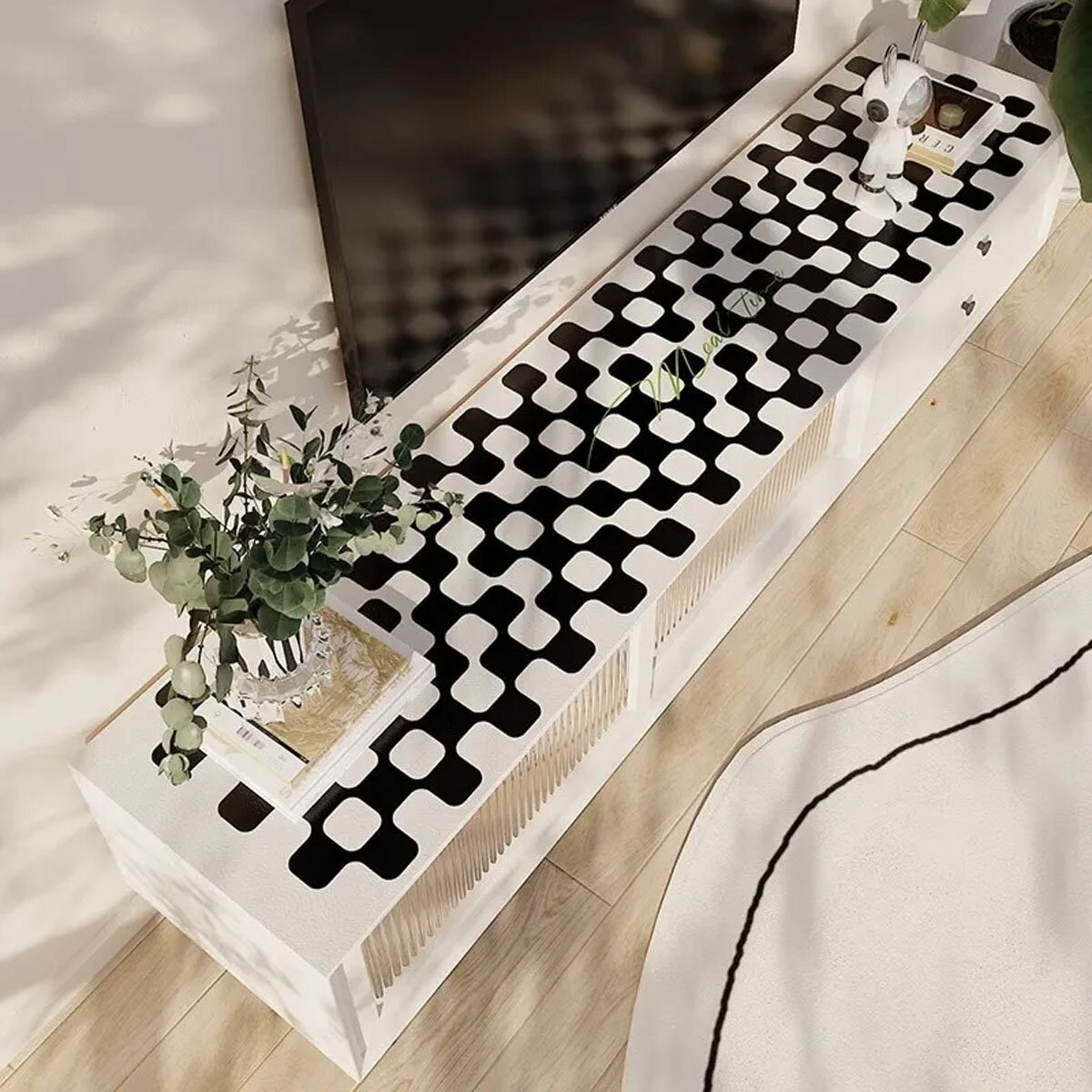 nicopark テレビ台カバー PVC素材 防水 防油 耐熱 テーブルマット シューズキャビネット ランナークロ..