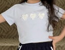 ハート heart Tシャツ comma tops トップス 半袖 paris 韓国ブランド キッズ 女の子 小学生 コンマ 韓国子供服 2025 トレンド