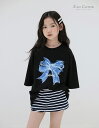 予約ZC Tシャツ リボン キッズ 大人 レディース 女の子 小学生 キッズ 韓国子供服 海外ファッション Z'an CLOVER 韓国ブランド 韓国ファッション 親子 お揃い 親子コーデ リボン 子供服 nicoru ギャル 海外子供服 夏期