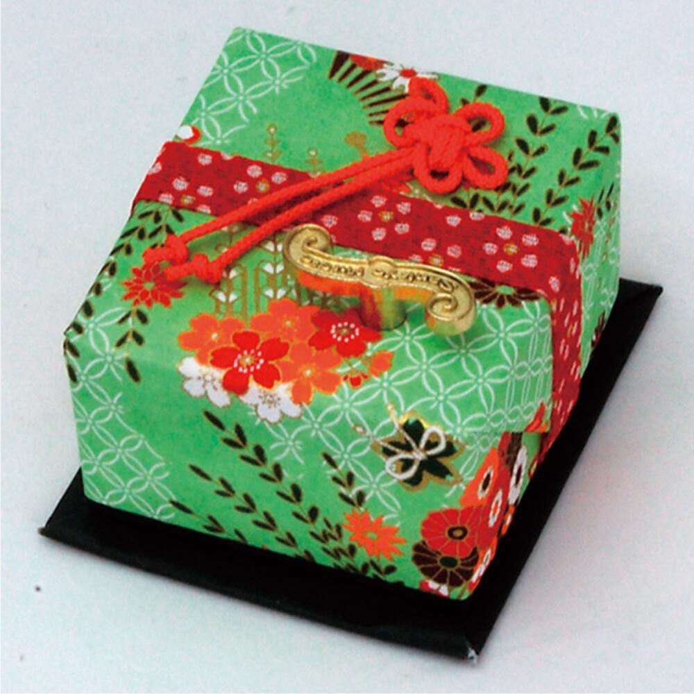 【和柄】花結び小箱オルゴール ＜かんざし緑＞18弁（カノン メモリー 星に願いを 君をのせて) 【YA572D..