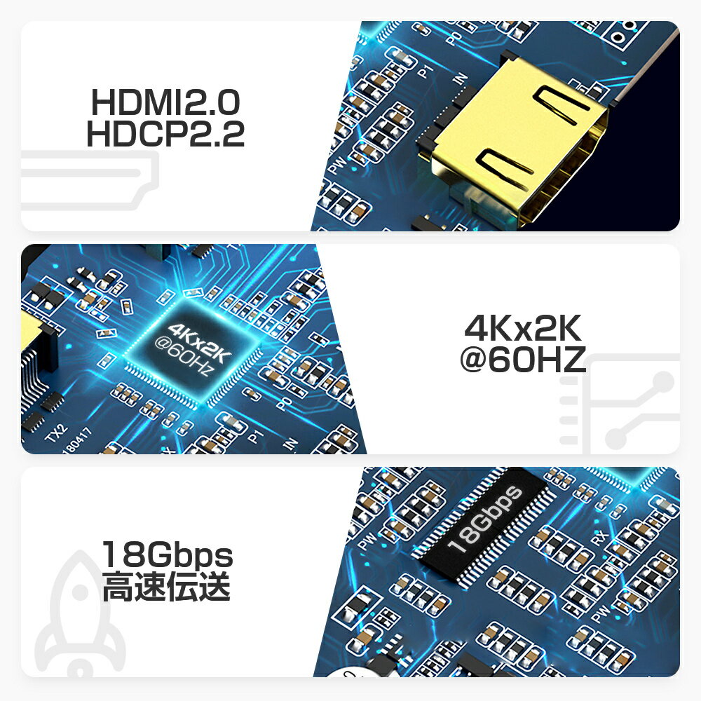 送料無料 4K@60Hz HDMI分配器2.0 HDMI 切替器 リモコン付き 3入力1出力 4K 60Hz 3D HDCP2.2対応 hdmi2.0 HDMI セレクター 2K 3D対応 手動 切り替え PS4 Pro DVDプレーヤー Xbox ゲーム機 レコーダー テレビ パソコン HDTV対応 3