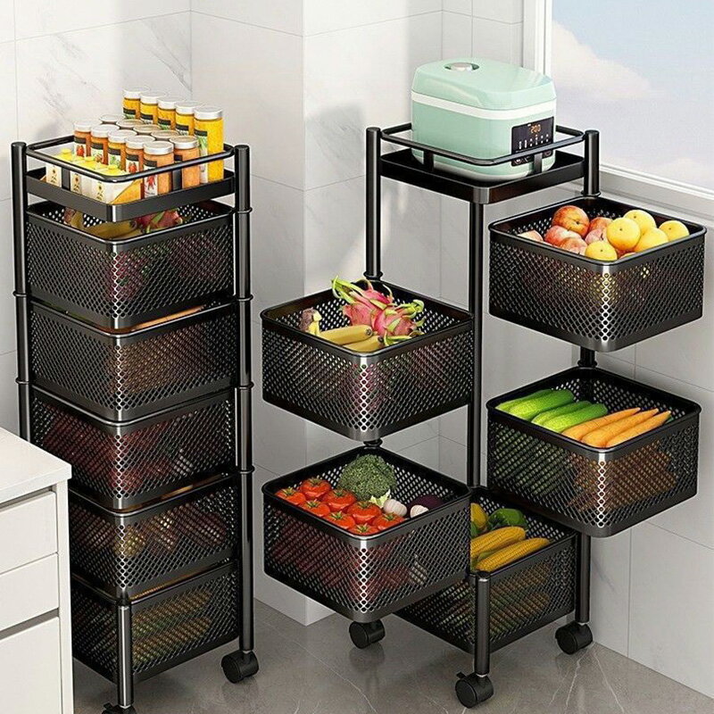 キッチンワゴン 収納カート キャスター付き 3 4 5段 天板付き 回転式 小物 収納 カート 棚 収納ワゴン ..