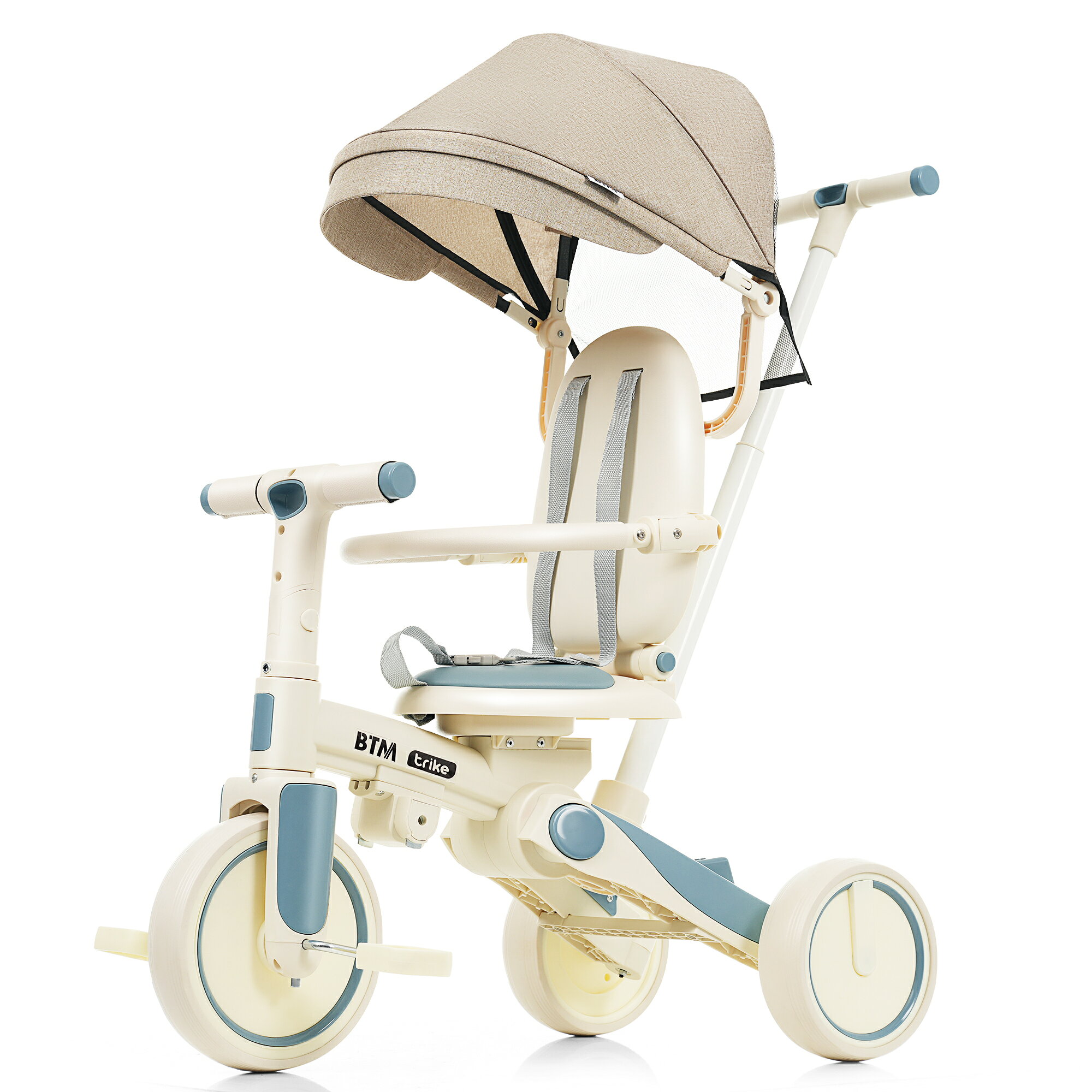 【ブルー】子供用三輪車 かじとり手押し棒 おしゃれ 5in1 ランニングバイク 座面回転 自転車 おもちゃ 乗用玩具 キッズバイク プレゼント お祝いクリスマス ギフト 1歳 2歳 3歳 幼児用