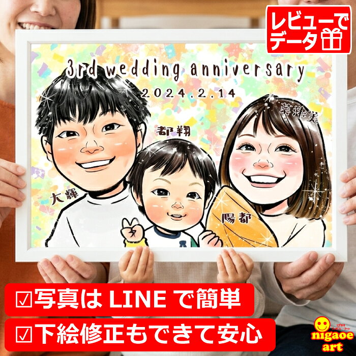 【最大500円OFFクーポン】似顔絵 プレゼント 【 嬉しい可愛い似顔絵 】 記念日 の お祝い 【キラふわタッチ】 カップル 結婚記念日 周年 金婚式 銀婚式 ダイヤモンド婚 ルビー婚 誕生日 彼女 彼氏 旦那 夫 妻 嫁 子供 家族 父 母 両親 お父さん お母さん 友人 上月