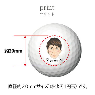 【送料無料 名入れ無料】 似顔絵ゴルフボール 【ダンロップ ゼクシオ プレミアム ロイヤルゴールド】 2カ所プリント 1ダース（12球入） 似顔絵プレゼント 名入れ ゴルフボール 父の日 ギフト 誕生日 定年退職 転勤 引っ越し ノベルティグッズ イベント コンペ 景品