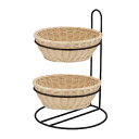 丸型バスケット 専用スタンド 2段セット 27型用 RO-2112-IV&RO-2122-BR&RO-4342-BK 樹脂製なのにリアルなラタンのような風合いの...