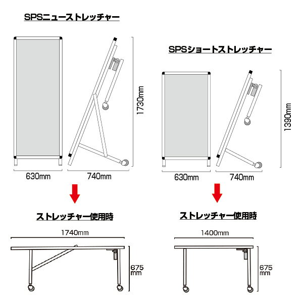賑わいマーケット 楽天市場店のSPSショートストレッチャーホワイトボード SPS-STANKA-WB A1サイズ　店舗看板　案内　掲示板 個人宅配送不可｜アングル3