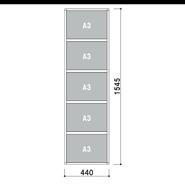 スライドパネル複数段　A3横5段【22】 S3Y5 手軽さ抜群　掲示物の交換が簡単 要法人名　 (選べるカラー) 3