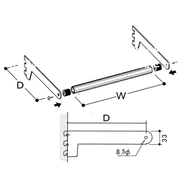 B25 ハンガーバー25φ用セット キャップ打込費別 76846 各社ゴンドラや什器に使える。　 (選べるメーカー)
