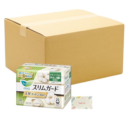 ロリエ スリムガード 天然コットン100パーセント 多い昼～ふつうの日用羽つき 24コ入 + Kunutonnオリジ..